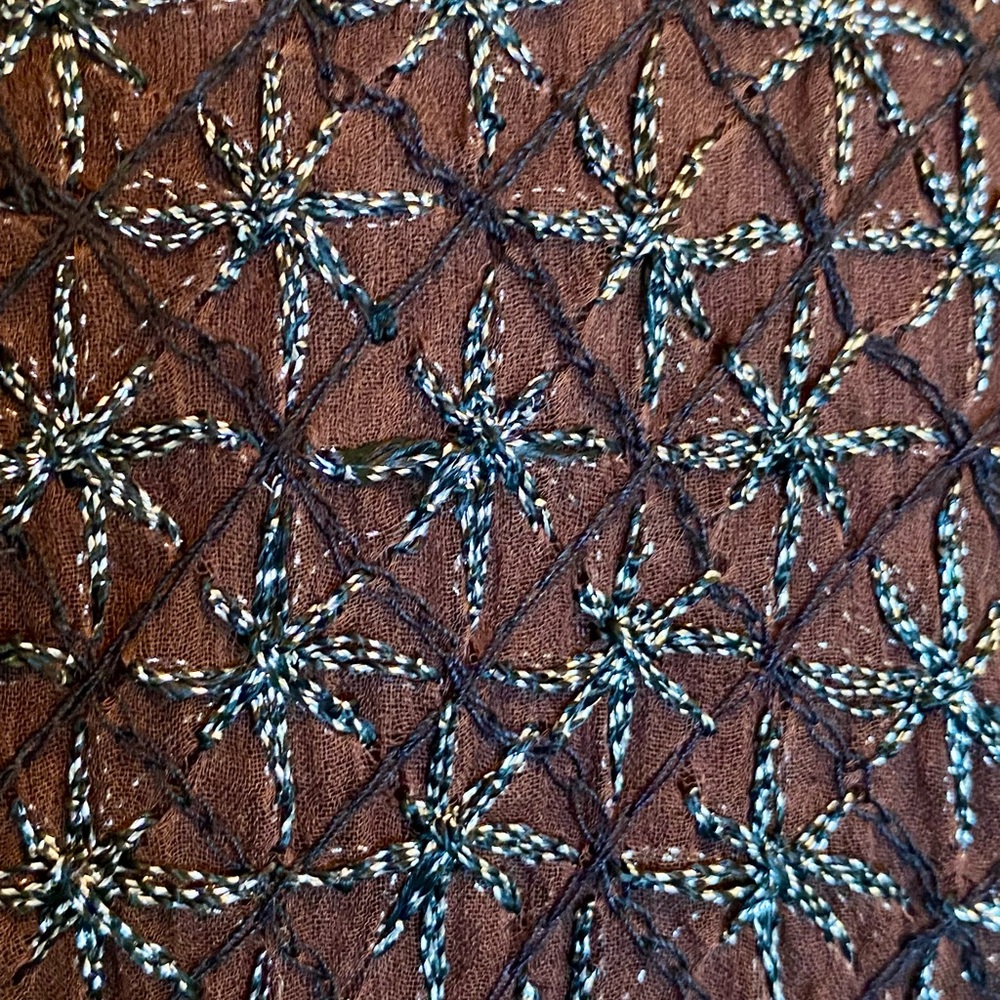 Adrianna Papell Three Piece Chocolate Brown Formal Gown with Gold Beaded Accents - Picture 2 of 16